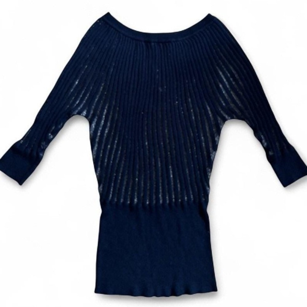 Derek Heart Black Gold Metallic Striped Dolman Sleeve Boat Neck Knit Top Small